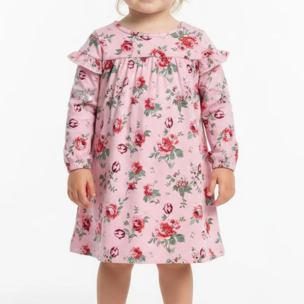 Nannette Baby Pink‎ Floral Long Sleeve Dress | 24 Months